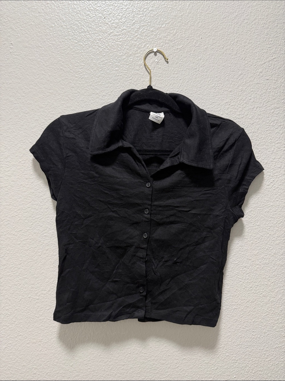 No Boundaries Black Short-Sleeve Button-Up Top